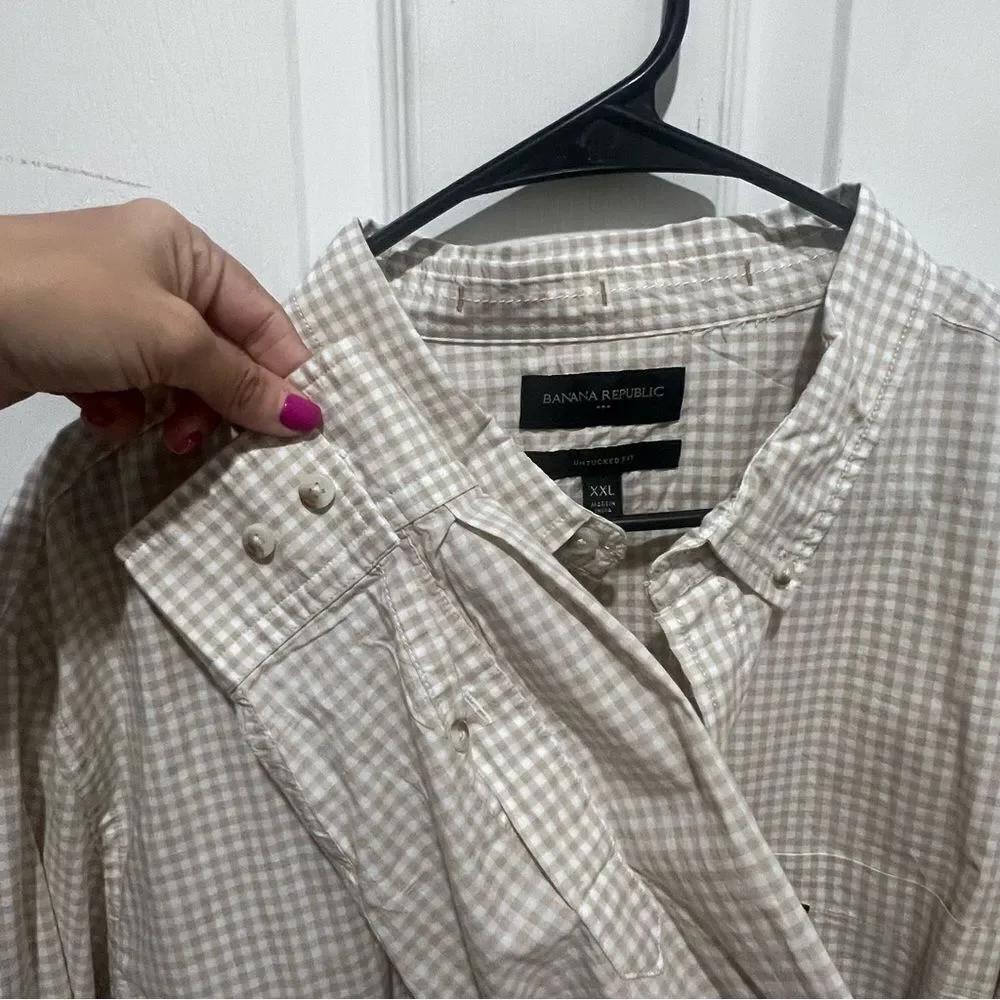 NWT Banana Republic men's button down collar long sleeves shirt untucked fit xxl